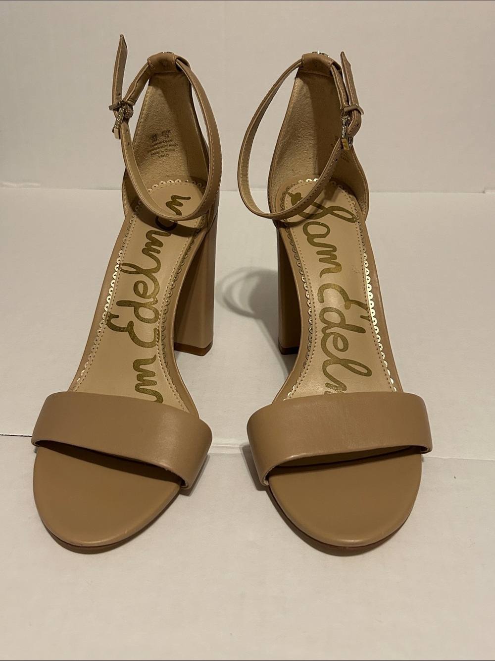 Sam Edelman Yaro Nude/Tan Block Heel Ankle-Strap Sandals - Picture 5 of 5